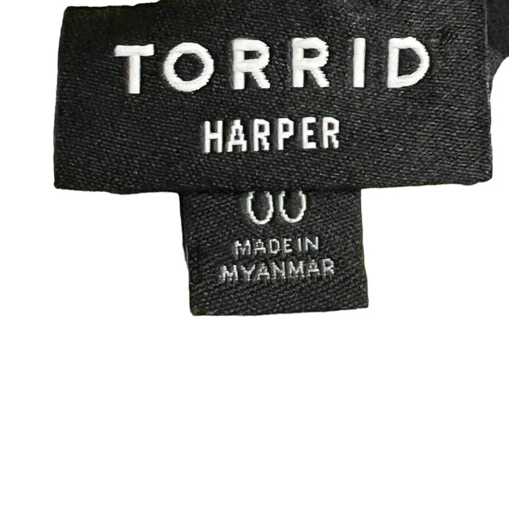 Torrid Women's Top Yellow Black Stripes 3/4 Sleeve Size M/L Blouse Half Button - Picture 4 of 7